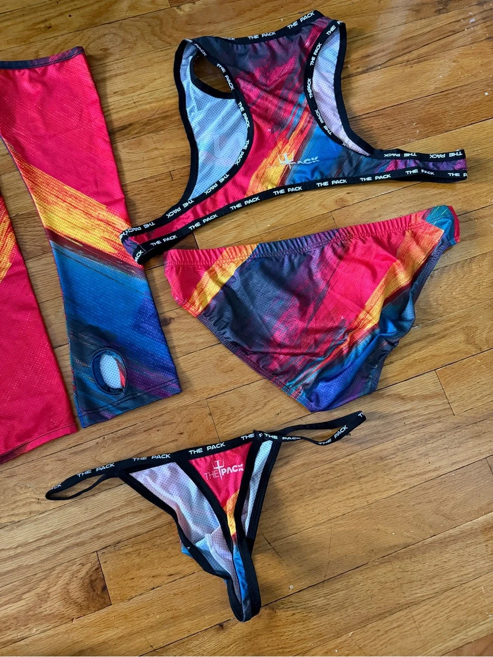 ICON Printed 5-Piece Mesh Festival Set - Crop Top, Brief/Speedo, Thong & Sleeves